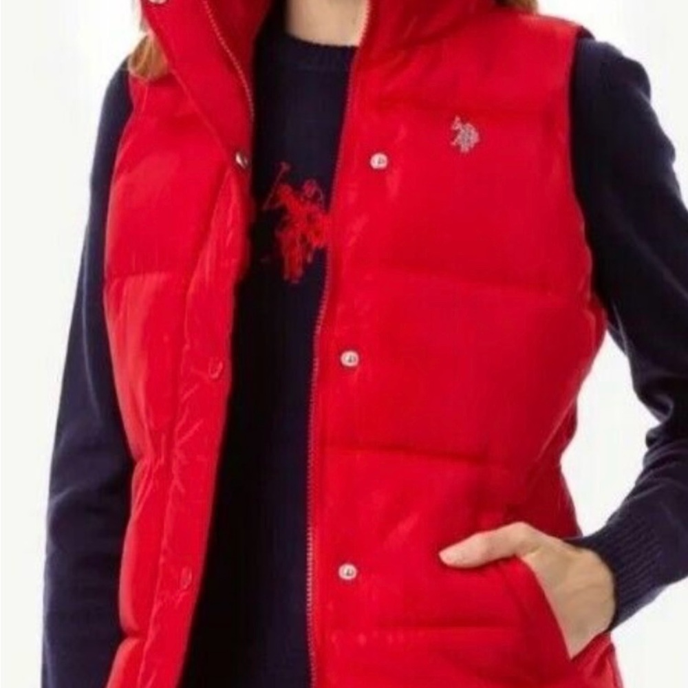 US POLO Red Puffer Vest New